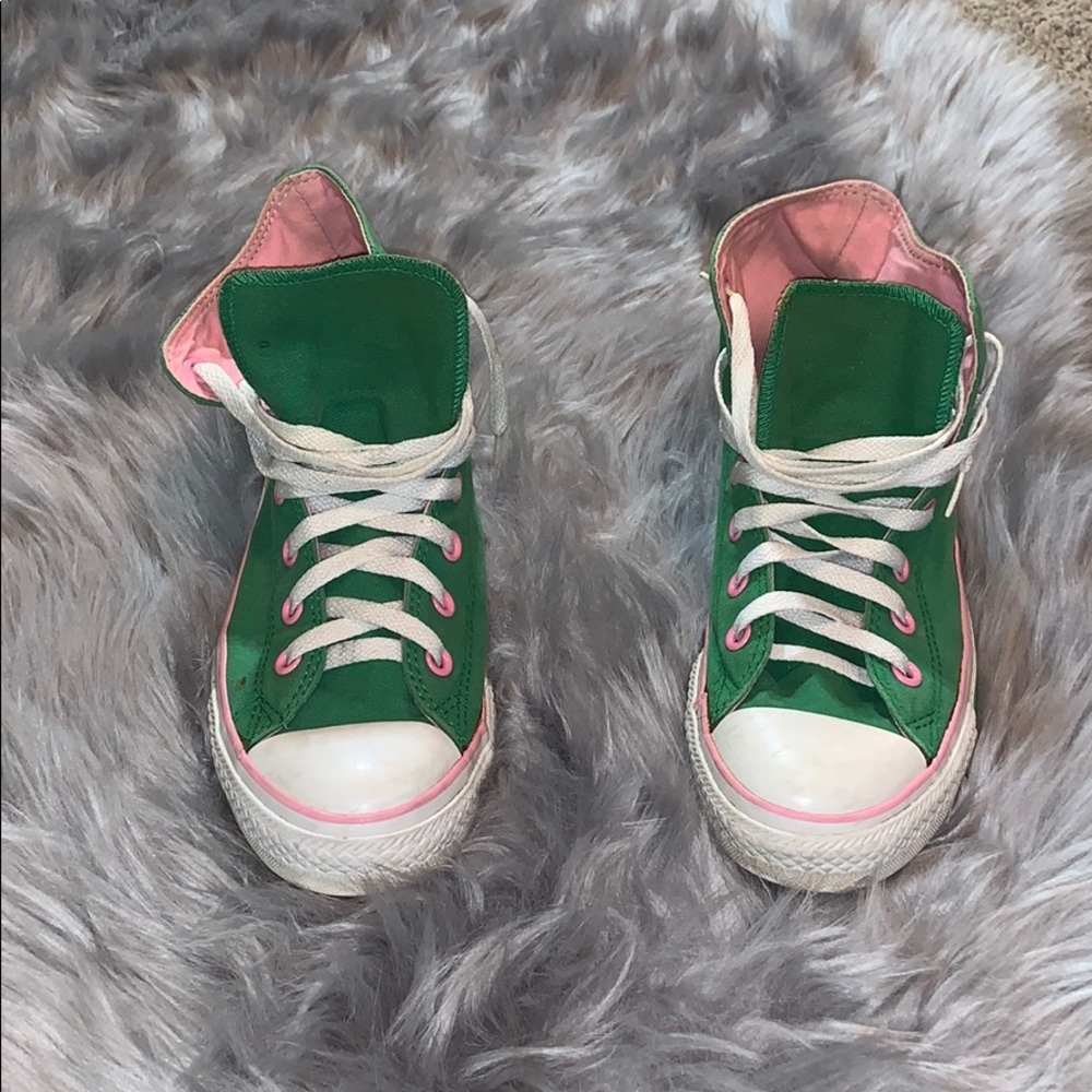 Pink and Green converse